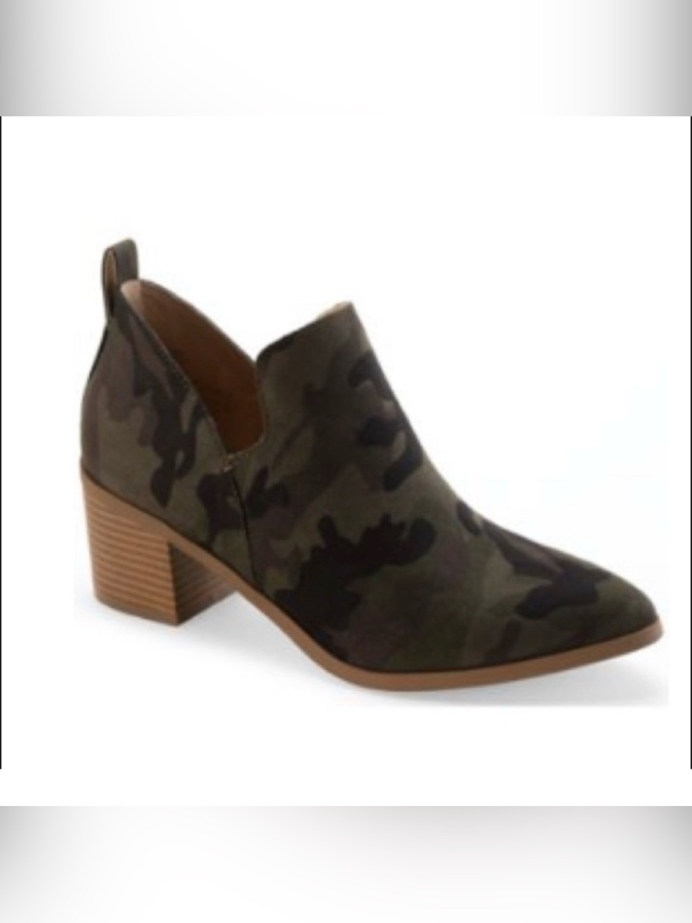 Sand And Stone Yunif Camo Slip-On Block Heel Bootie Size 9.5 New